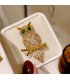 XSB146 - Golden Owl Saree Brooch